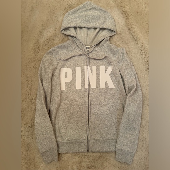 PINK Victoria Secret Grey Zip Hoodie - Picture 1 of 4